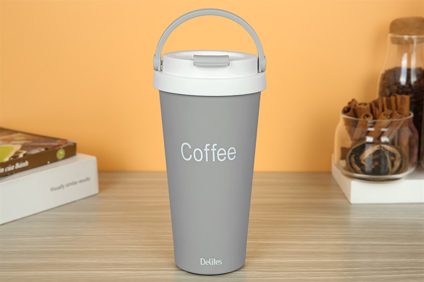 Ly giữ nhiệt inox 500 ml Delites TH5002 trang bị quai xách tiện lợi, nắp có khóa và ron silicone kín chặt