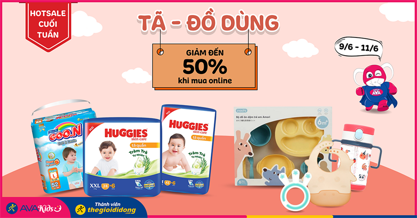 Hotsale cuối tuần: Tã, đồ dùng mẹ và bé giảm sốc đến 50% khi mua online