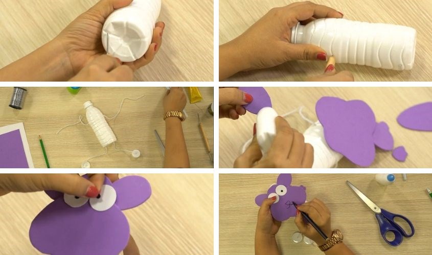 Cách làm con rối bằng chai nhựa thành hình con mèo