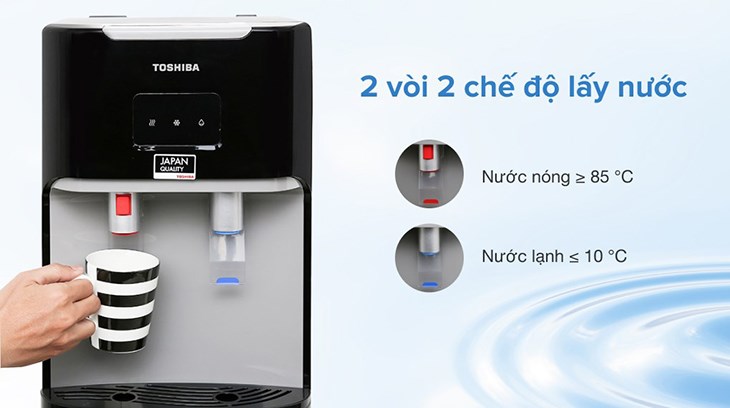 Cây nước nóng lạnh Toshiba RWF-W1669BV(K1) 650W sở hữu 2 vòi riêng dành cho 2 chế độ nước nóng và lạnh
