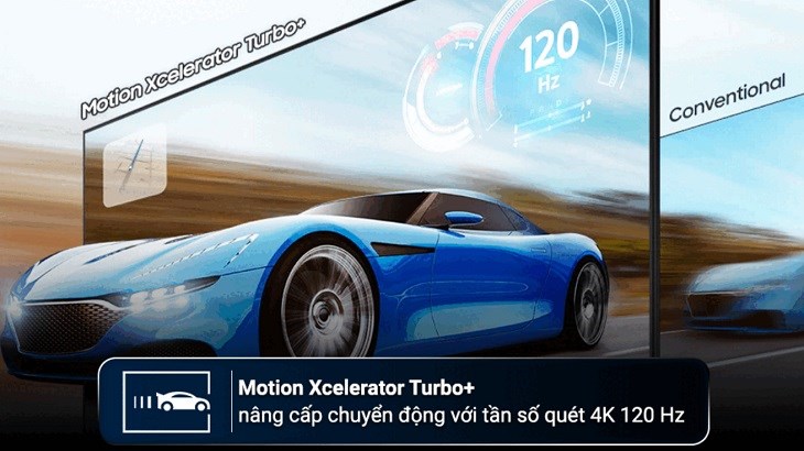 Smart Tivi OLED Samsung 4K 55 inch QA55S95B giảm thiểu tình trạng lag và mờ nhòe hình ảnh nhờ công nghệ chuyển động Motion Xcelerator Turbo+ 
