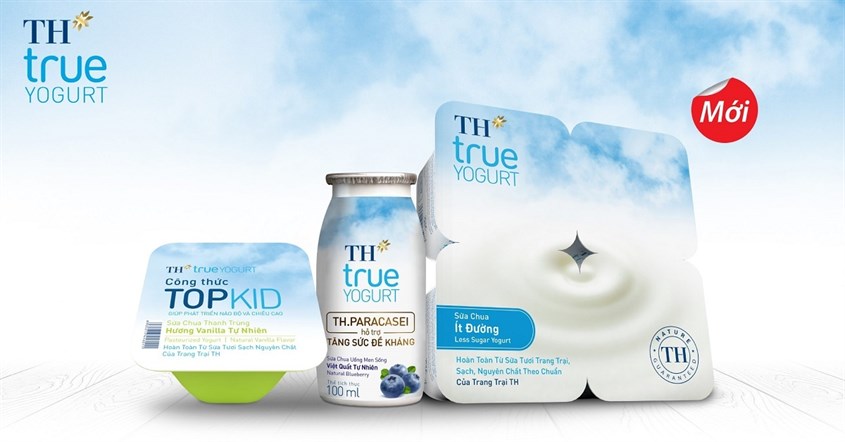 Lốc 4 vỏ hộp hộp sữa chua không nhiều đàng TH true YOGURT 100g (từ 1 tuổi)