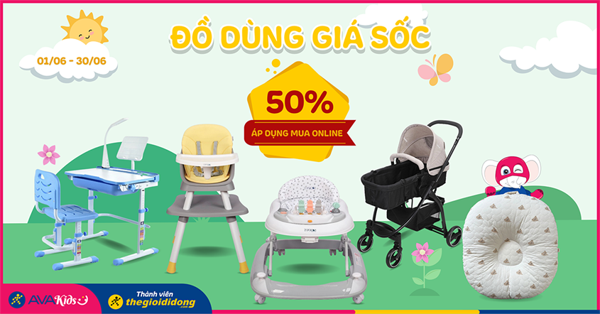 Đồ dùng cho bé mua online giảm đến 50%