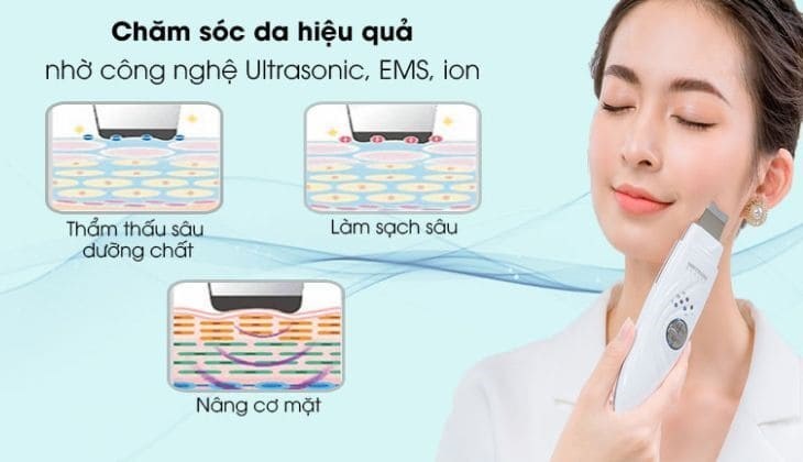 Máy tẩy tế bào chết và nâng cơ mặt Lifetrons UI-400 được trang bị công nghệ Ultrasonic kết hợp công nghệ ion dương giúp làm sạch sâu, loại bỏ cặn bẩn hiệu quả