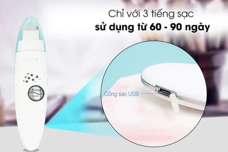 Máy tẩy tế bào chết và nâng cơ mặt Lifetrons UI-400 cho thời gian sử dụng dài lâu lên đến 4 tiếng