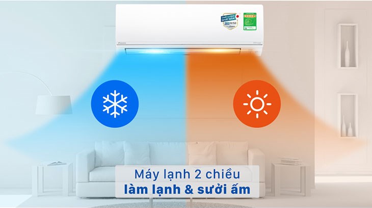 Điều hòa 2 chiều Daikin Inverter 1 HP FTHF25VAVMV vận hành tự động làm lạnh hoặc sưởi ấm dựa vào nhiệt độ phòng