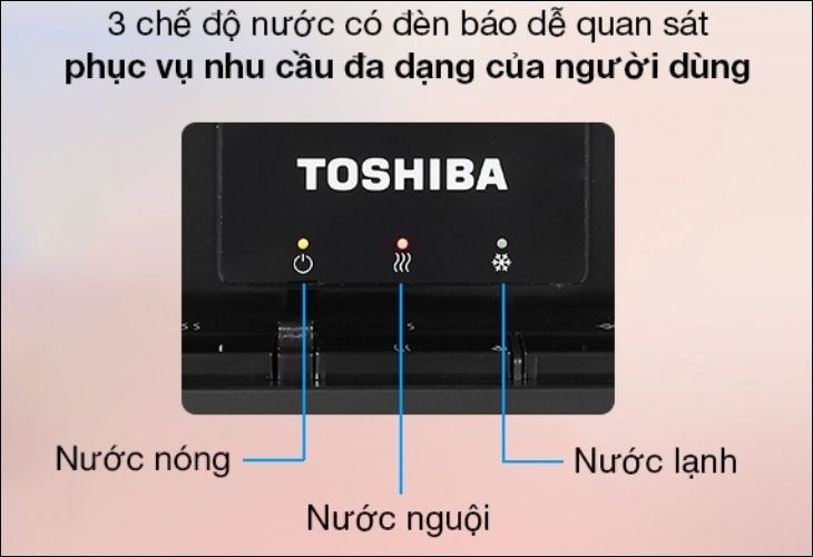 Đèn báo nóng lạnh của cây nước nóng lạnh Toshiba RWF-W1917TV 650W dễ quan sát và theo dõi 