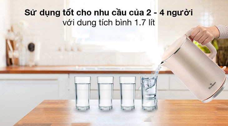 Bình đun siêu tốc BlueStone 1.7 lít KTB-3459 sử dụng tốt cho nhu cầu của 2 - 4 người dùng