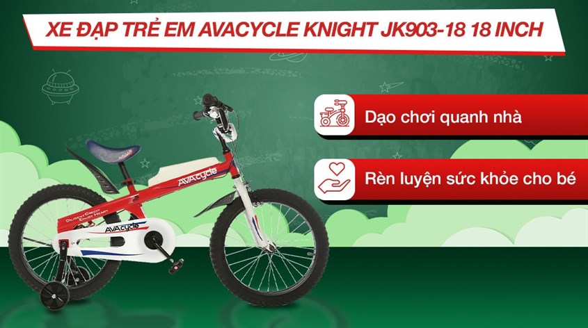 Xe đạp trẻ em AVACycle Knight JK903-18 18 inch được bán với giá 2.334.000 đồng (cập nhật 06/2023 và có thể thay đổi theo thời gian)