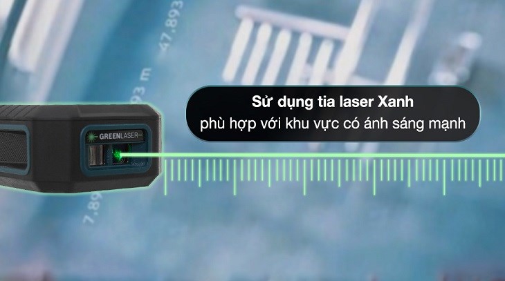 Máy đo khoảng cách Bosch sử dụng công nghệ tia laser xanh giúp hỗ trợ đo chính xác