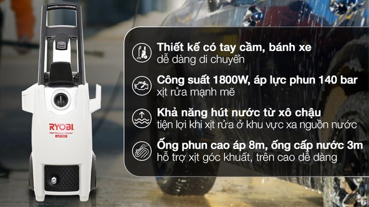 Máy phun xịt rửa áp lực cao Ryobi AJP-1610 1800W có giá 3.962.000 đồng (cập nhật tháng 06/2023, có thể thay đổi theo thời gian)