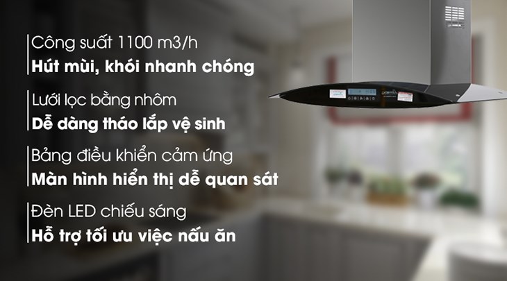 Máy hút mùi kính cong Apex APB6680-70C sở hữu nhiều ưu điểm vượt trội