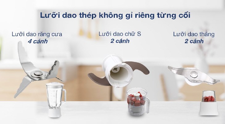 Máy xay sinh tố đa năng Panasonic MX-MG53C1CRA có công suất tối đa 700W, lưỡi dao sắc bén, xay nhuyễn nhanh