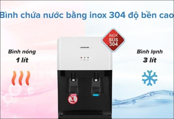 Cây nước nóng lạnh Sunhouse SHD9615 được làm từ chất liệu cao cấp, giúp sản phẩm bền lâu với thời gian