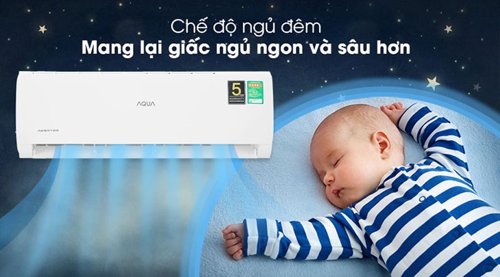 Điều hòa Aqua Inverter 1 HP AQA-KCRV10TK trang bị chế độ ngủ đêm mang lại giấc ngủ ngon và sâu hơn