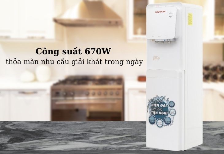 Với công suất 670W, sản phẩm có thể cung cấp nước nóng và lạnh trong một thời gian ngắn