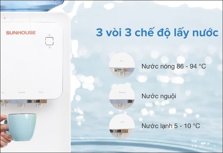 Thiết kế 3 vòi nước riêng biệt giúp bạn tiết kiệm được thời gian, nước và điện năng
