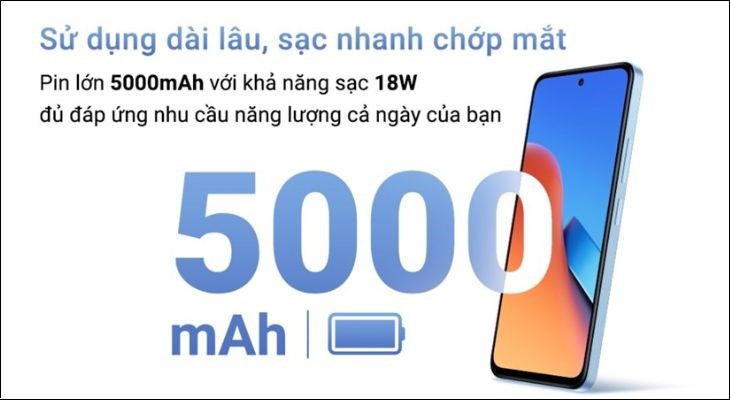 Viên pin 5000 mAh hỗ trợ người dùng sử dụng điện thoại cả ngày
