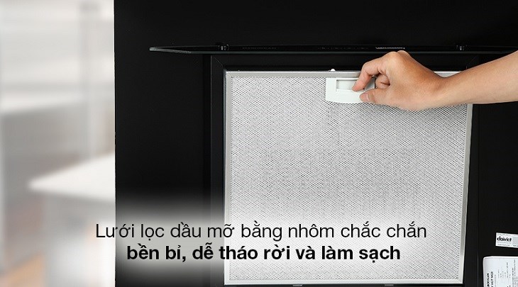 Máy hút mùi Daikiosan được thiết kế lưới lọc dễ dàng tháo lắp, bền bỉ, dễ vệ sinh