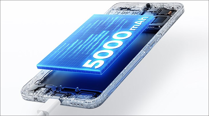 Viên pin 5000 mAh bên trong realme C53 cho thời gian dùng lâu dài