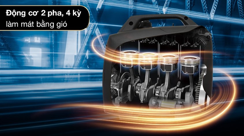 Động cơ xi lanh đơn 4 kỳ, làm mát bằng không khí 