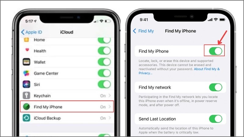 Tại tài khoản iCloud > Vào mục Find My iPhone 
