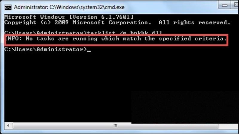 Quan sát dòng chữ No tasks are running which match the specified criteria 