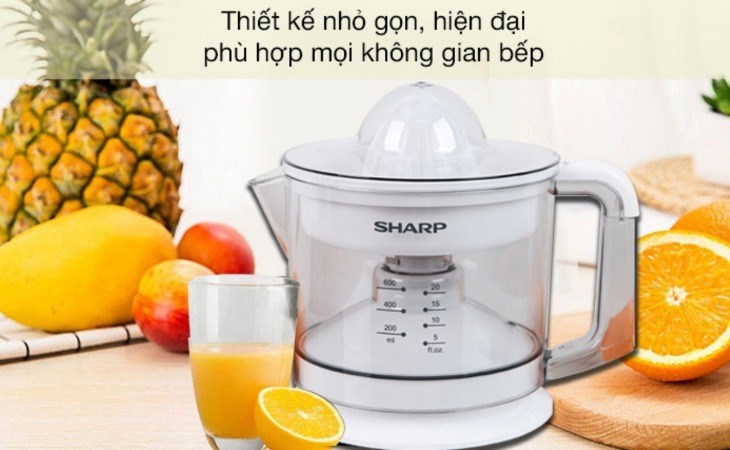 Máy vắt cam Sharp 25W EJ-J256-WH có thiết kế nhỏ gọn, phù hợp đặt ở mọi không gian bếp