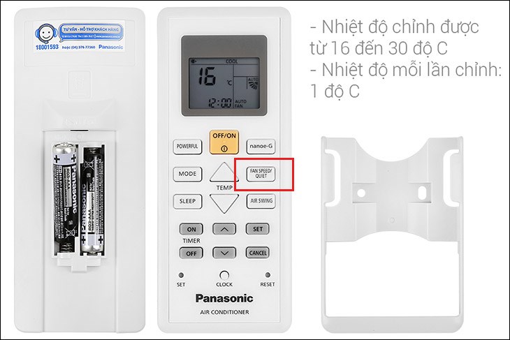 Nhấn nút FAN SPEED/QUIET trên điều khiển từ xa của điều hòa Panasonic 1 HP CU/CS-N9WKH-8M  để kích hoạt chế độ Quiet