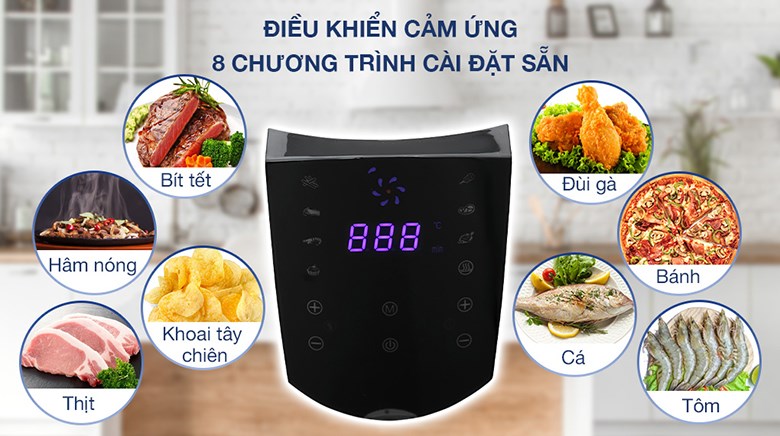 Nồi chiên không dầu của Lock & Lock được trang bị 8 chương trình cài đặt sẵn