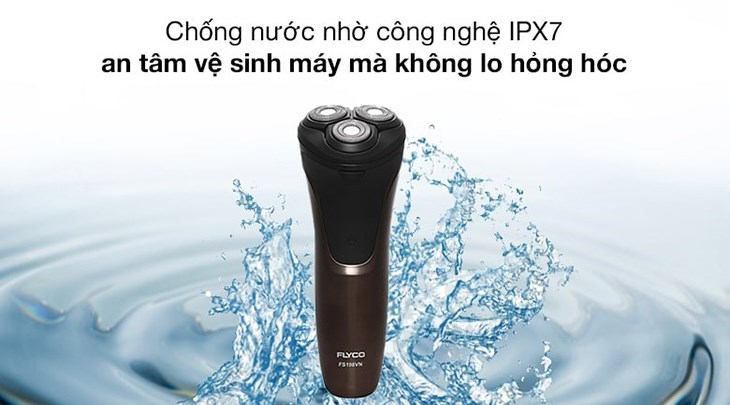 Máy cạo râu khô và ướt Flyco FS198VN cho phép bạn vệ sinh dễ dàng nhờ chuẩn chống nước IPX7