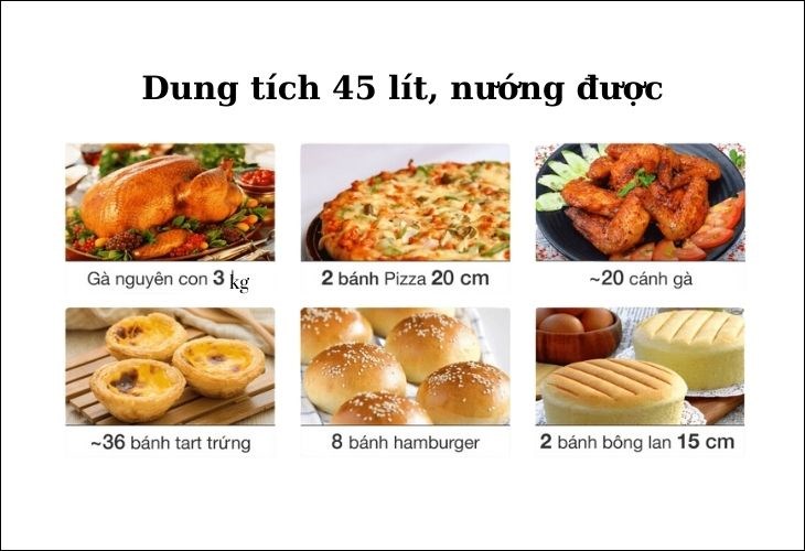 Với dung tích 45 lít, sản phẩm có thể nấu được nhiều món ăn khác nhau