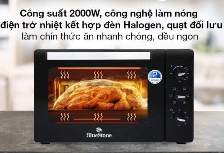 Công suất lớn 2000W giúp lò nướng nhanh thực phẩm và tiết kiệm thời gian