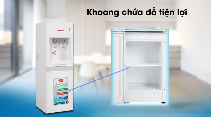 Cây nước nóng lạnh Sunhouse SHD9612 670W cho phép người dùng lưu trữ các loại cốc, đồ uống, ly an toàn