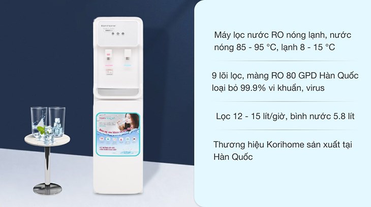 Máy lọc nước RO nóng lạnh Korihome WPK-915 9 lõi cần được bố trí ở nơi có đường ống dẫn nước đi qua