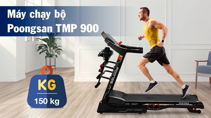 Máy Chạy Bộ Poongsan TMP 900 sở hữu khung thép đôi cứng cáp và có khả năng chịu tải trọng đến 150kg