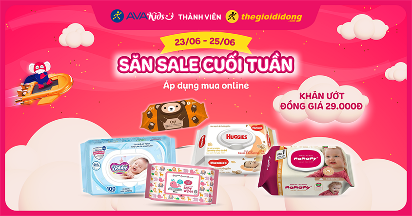 Hotsale cuối tuần: Hóa Mỹ phẩm - Khăn ướt đồng giá 29.000đ