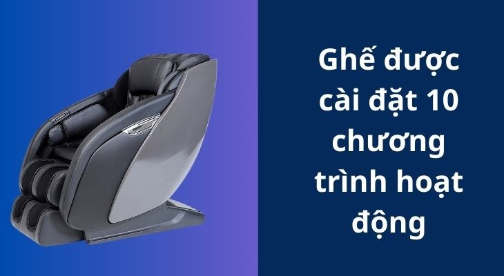 Ghế massage Fuji Luxury FJ S600 được cài đặt 10 chương trình hoạt động giúp bạn chăm sóc sức khỏe gia đình hiệu quả
