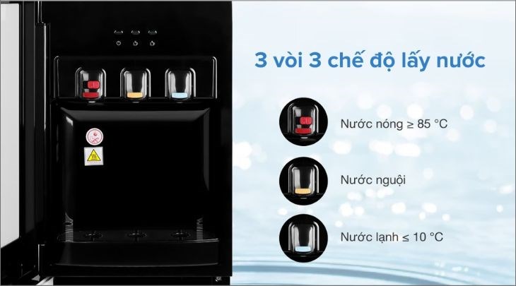 Cây nước nóng lạnh Midea YL1836S-B 520W với thiết kế thêm 1 vòi nước thường cho bạn tiện sử dụng
