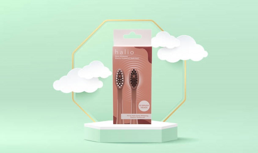 Bộ 2 đầu bàn chải điện Halio Sonic Whitening Electric Toothbrush Rose Gold