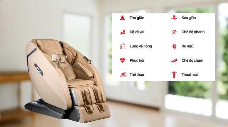 Ghế massage Makano MKGM-20002 được tích hợp 10 chương trình massage tự động giúp người dùng dễ dàng lựa chọn chế độ phù hợp