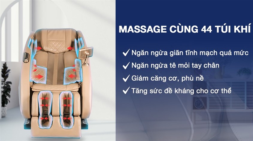 Công nghệ massage áp lực không khí trên ghế massage Makano MKGM-20002 giúp gia tăng độ đàn hồi cho cơ bắp  