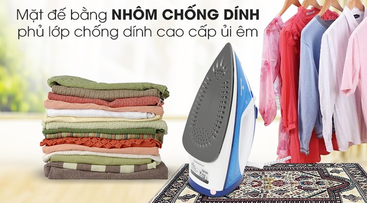 Mặt đế bàn ủi hơi nước BlueStone SIB-3806 2400W làm bằng nhôm phủ chống dính có khả năng lướt êm trên mọi bề mặt vải, hạn chế trầy xước quần áo Mặt đế bàn ủi hơi nước BlueStone SIB-3806 2400W làm bằng nhôm phủ chống dính có khả năng lướt êm trên mọi bề mặt vải, hạn chế trầy xước quần áo