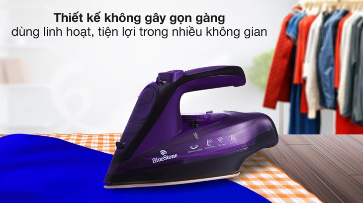 Bàn ủi hơi nước không dây BlueStone SIB-3854 2400W có thiết kế không dây nhỏ gọn, tông màu tím hiện đại nhã nhặn, tô điểm cho không gian sử dụng Bàn ủi hơi nước không dây BlueStone SIB-3854 2400W có thiết kế không dây nhỏ gọn, tông màu tím hiện đại nhã nhặn, tô điểm cho không gian sử dụng