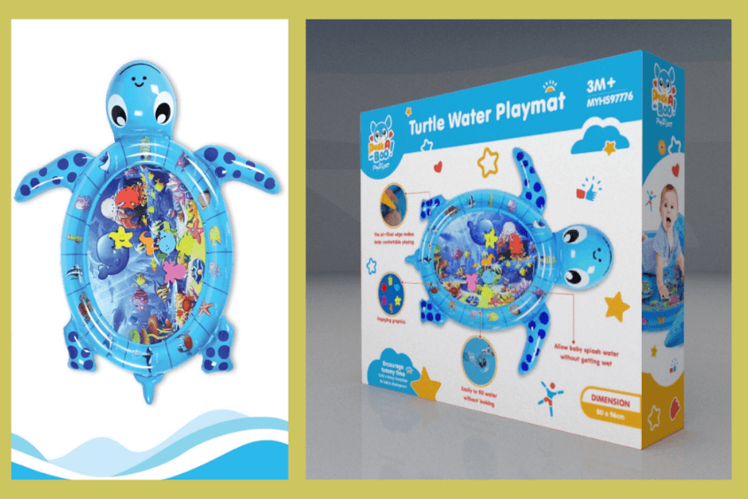 Đồ chơi thảm nước con rùa Peek A-Boo SL-PPSD-001 giúp bé nhận biết các sinh vật biển