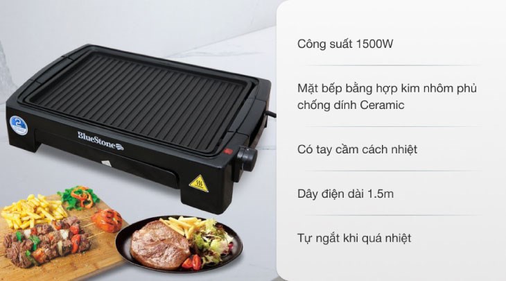 Bếp nướng điện BlueStone EGB-7418 1500W có giá 1.190.000 đồng (Giá cập nhật tháng 06/2023, có thể thay đổi theo thời gian)