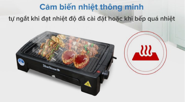 Bếp nướng điện BlueStone EGB-7418 1500W được trang bị tính năng cảm biến nhiệt thông minh 