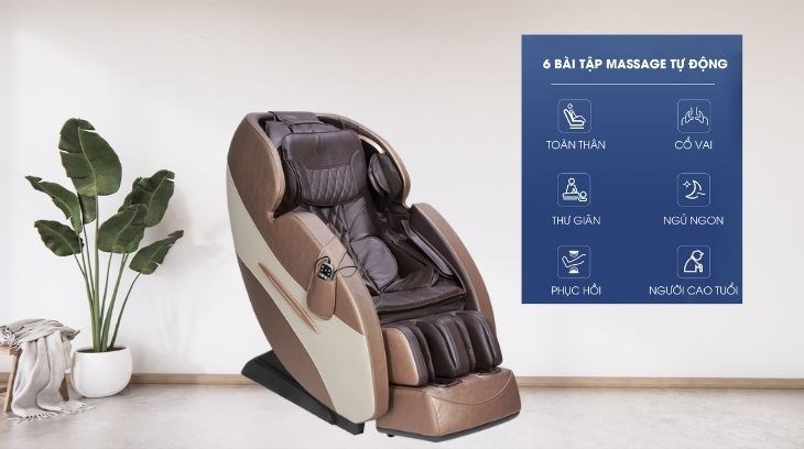 Ghế massage Fuji Luxury FJ 350 sở hữu 6 chương trình massage tự động phù hợp với tất cả thành viên trong gia đình