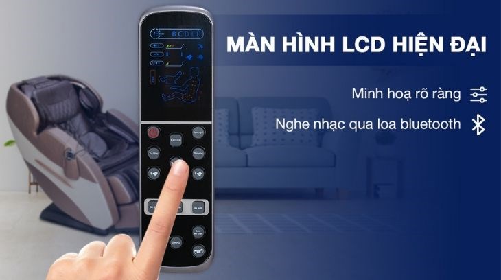 Ghế massage Fuji Luxury FJ 350 được trang bị màn hình LCD hiện đại có hình minh họa rõ ràng, giúp người dùng dễ dàng quan sát