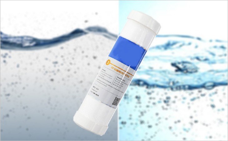 Máy lọc nước RO nóng nguội lạnh Hòa Phát có lõi PP 1 Micron giúp loại bỏ các cặn bẩn và các chất lơ lửng với kích thước trên 1 micron